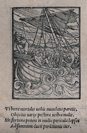 The dance of death: the seaman. Woodcut by Hans Holbein the younger.