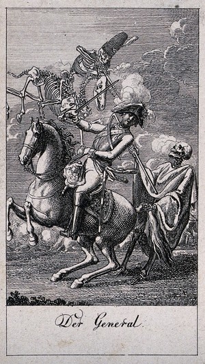 view The dance of death: the general. Etching by D.-N. Chodowiecki, 1791, after himself.