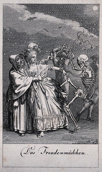 The dance of death: death and the prostitute. Etching by D.-N. Chodowiecki, 1791, after himself.