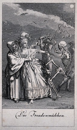 The dance of death: death and the prostitute. Etching by D.-N. Chodowiecki, 1791, after himself.