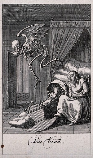 view The dance of death: death and the child. Etching by D.-N. Chodowiecki, 1791.