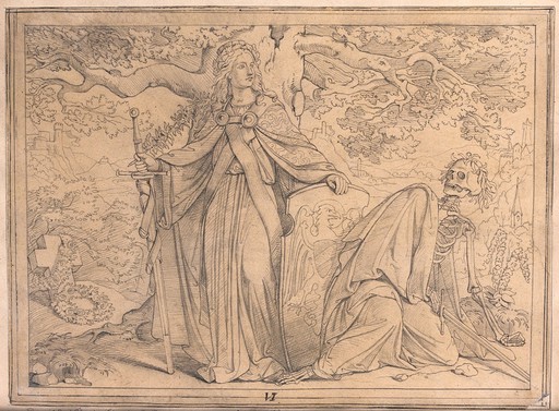 The dance of death: Liberty and Death. Drawing.