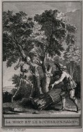 view Death and the woodcutter. Etching, 1758.