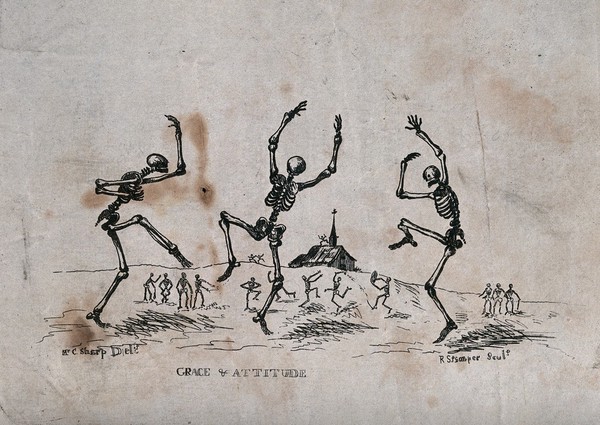 Skeletons dancing. Etching by R. Stamper after C. Sharp.