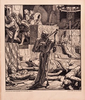Death as a strangler. Wood engraving by Steinbrecher after Alfred Rethel, 1851.