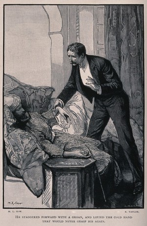 view Captain Ducie approaches the dead body of M. Platzoff. Process print after R. Taylor after M. L. Gow.