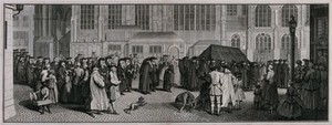 view A funeral cortège in the city of Amsterdam. Engraving with etching.