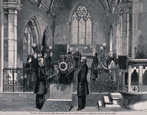 view The funeral ceremony of the Earl of Beaconsfield in 1881. Wood engraving, 1881.