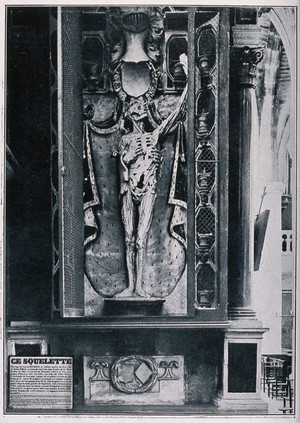 view Tomb of King Rene of Nassau in Bar Le Duc, France. Line process print after a sculpture by Leger Richier.