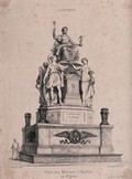 view Monument for Napoleon. Lithograph by A. Leloir.
