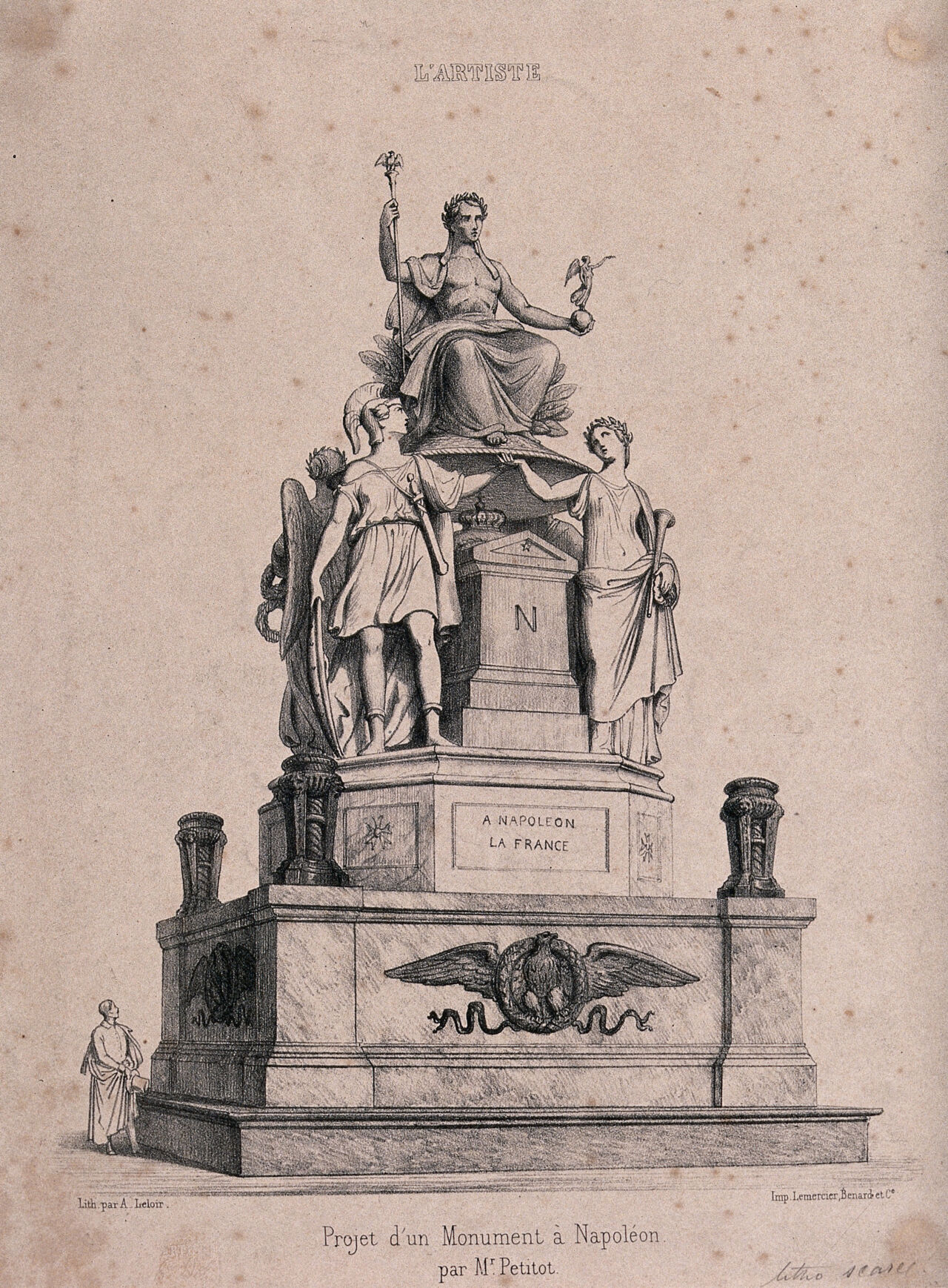 Monument for Napoleon. Lithograph by A. Leloir., by Ennemond Alexandre Petitot