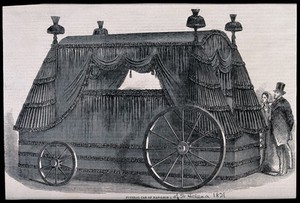 view The funeral car of Napoleon Bonaparte. Wood engraving.