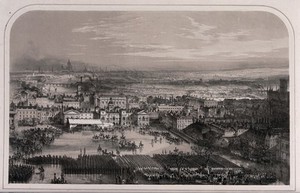 view The funeral procession of the Duke of Wellington passing the Horse Guards in London in 1852. Lithograph by A. Maclure.