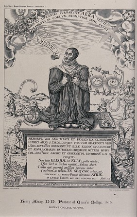 Henry Airay, Provost of Queen's College, Oxford, shown in clerical regalia on his tomb. Process print, 1898.