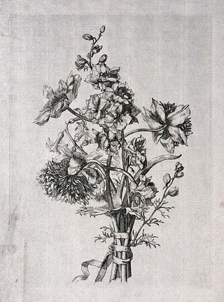 Floral bouquet. Engraving.