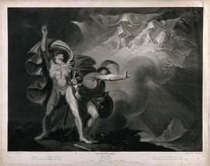 view Macbeth, Banquo and the three witches. Engraving by J. Caldwall after H. Fuseli, 23 April 1798.