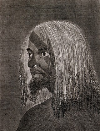 A man from Tanna Island, Vanuatu. Engraving by J. Basire, 1777, after W. Hodges.