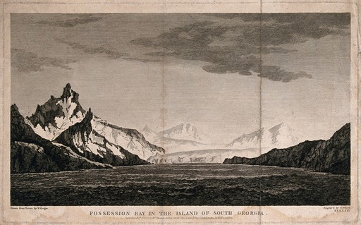 Possession Bay in the island of South Georgia. Engraving by S. Smith after W. Hodges, 1 February 1777.