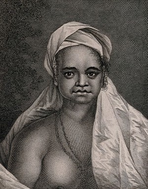 view A woman from the island of Tahuata, Polynesia, encountered by Captain Cook on his second voyage. Engraving by J. Hall, 1777, after W. Hodges.