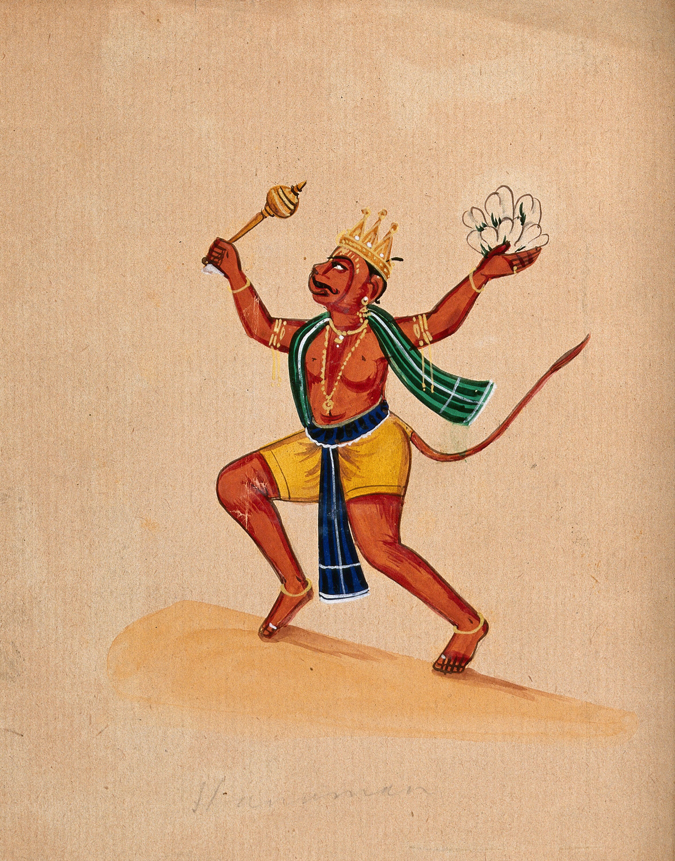 Hanuman. Gouache drawing. | Wellcome Collection