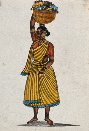 view Bangle woman, Madras, India. Watercolour drawing.