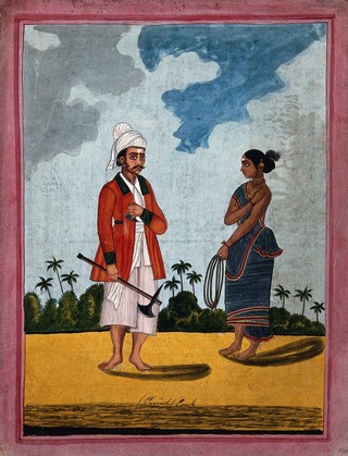 A Paria cook and wife. Gouache drawing.