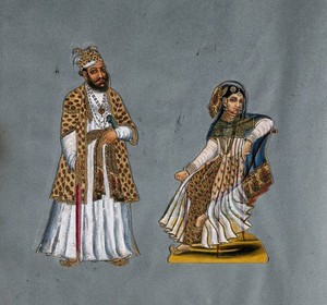 view A nawab or Indian nobleman and his wife. Gouache painting.