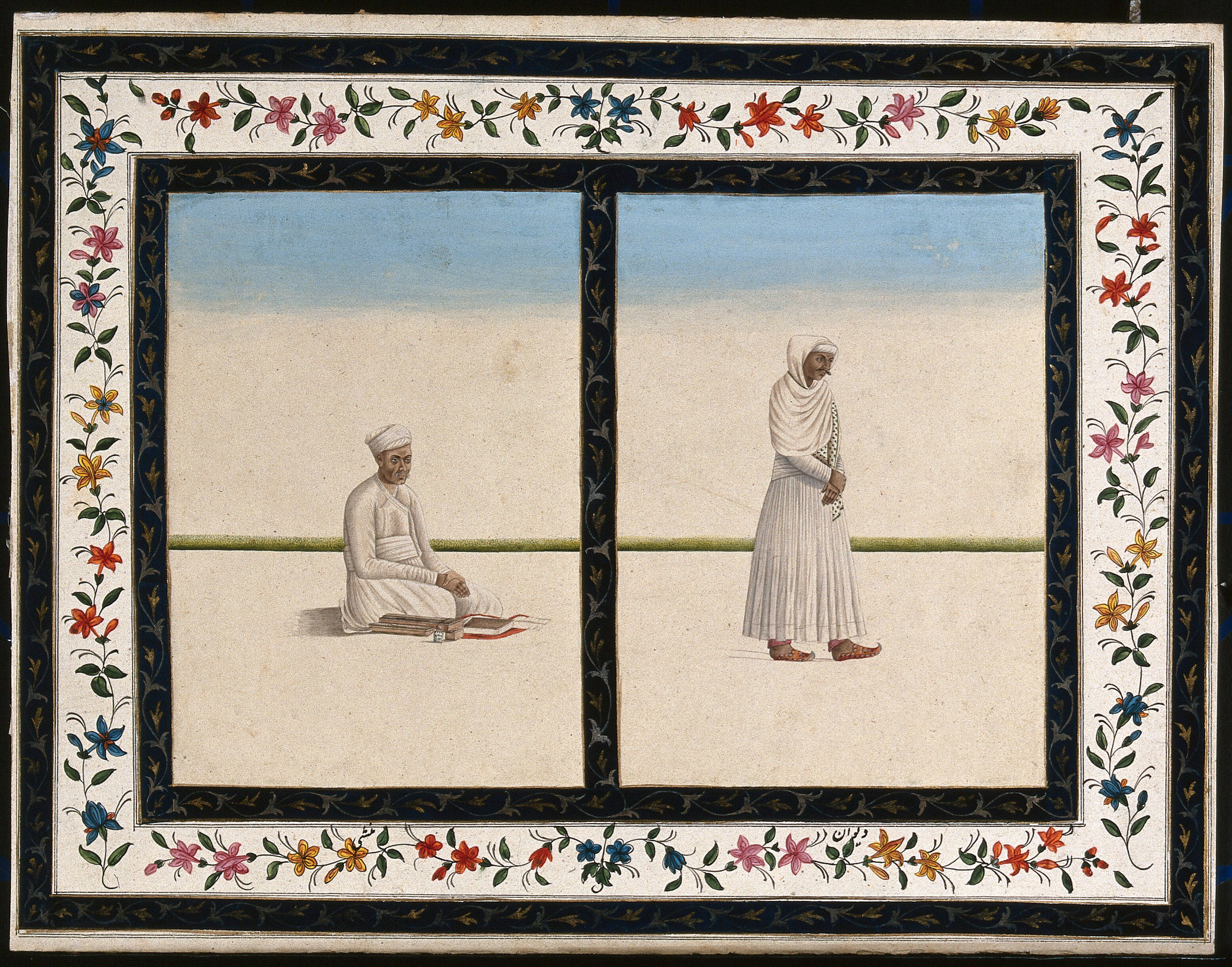 Left A Calligrapher Right A Man Wearing Traditional Clothes