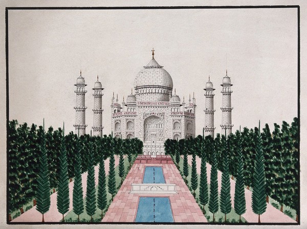 Agra: The Taj Mahal. Watercolour by an Indian painter.