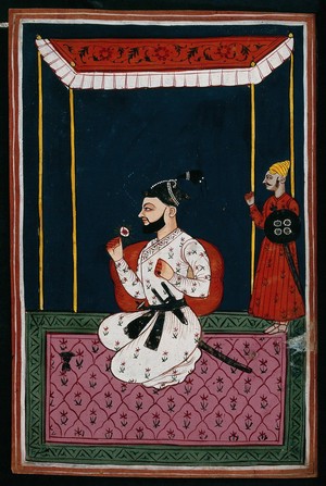 view A member of the Mughal royal family. Gouache painting by an Indian painter.