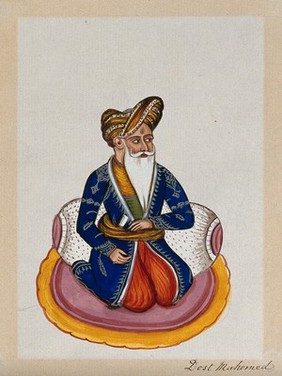 Dost Mohamed. Gouache painting by an Indian painter.