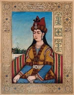 view A female member of the Mughal royal family. Gouache painting by an Indian painter.