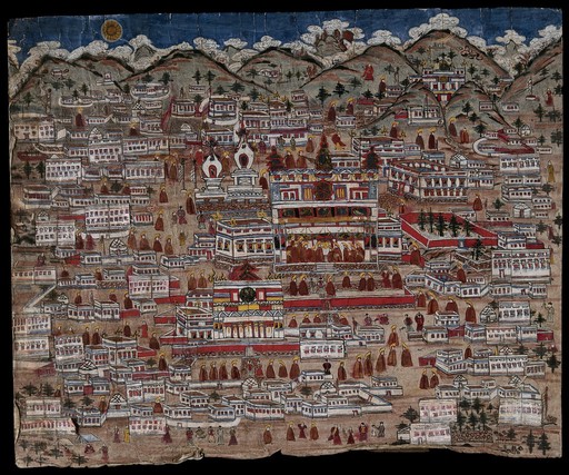 Lhasa, Tibet. Gouache painting by Pa-dma Ri-mo-mkhan, 1890.