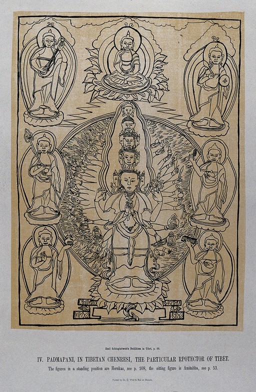 Padmapani, in Tibetan Chenresi, protector of Tibet.