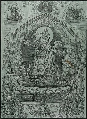 Bihar Gyalpo, the patron of monasteries and temples. Chromolithograph.