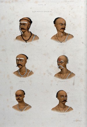 view Signs worn by Brahmins. Lithograph.