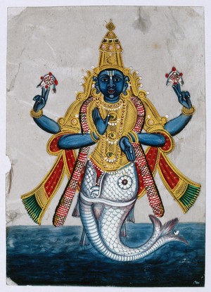 Vishnu In His Incarnation As Matsya (fish) To Save The Sacred Books ...