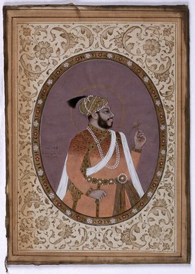 Sultan Ali Adilshah. Gouache painting by an Indian artist.