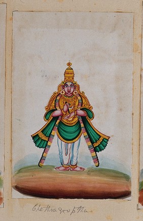 Chandragupta (?). Gouache painting by an Indian artist.