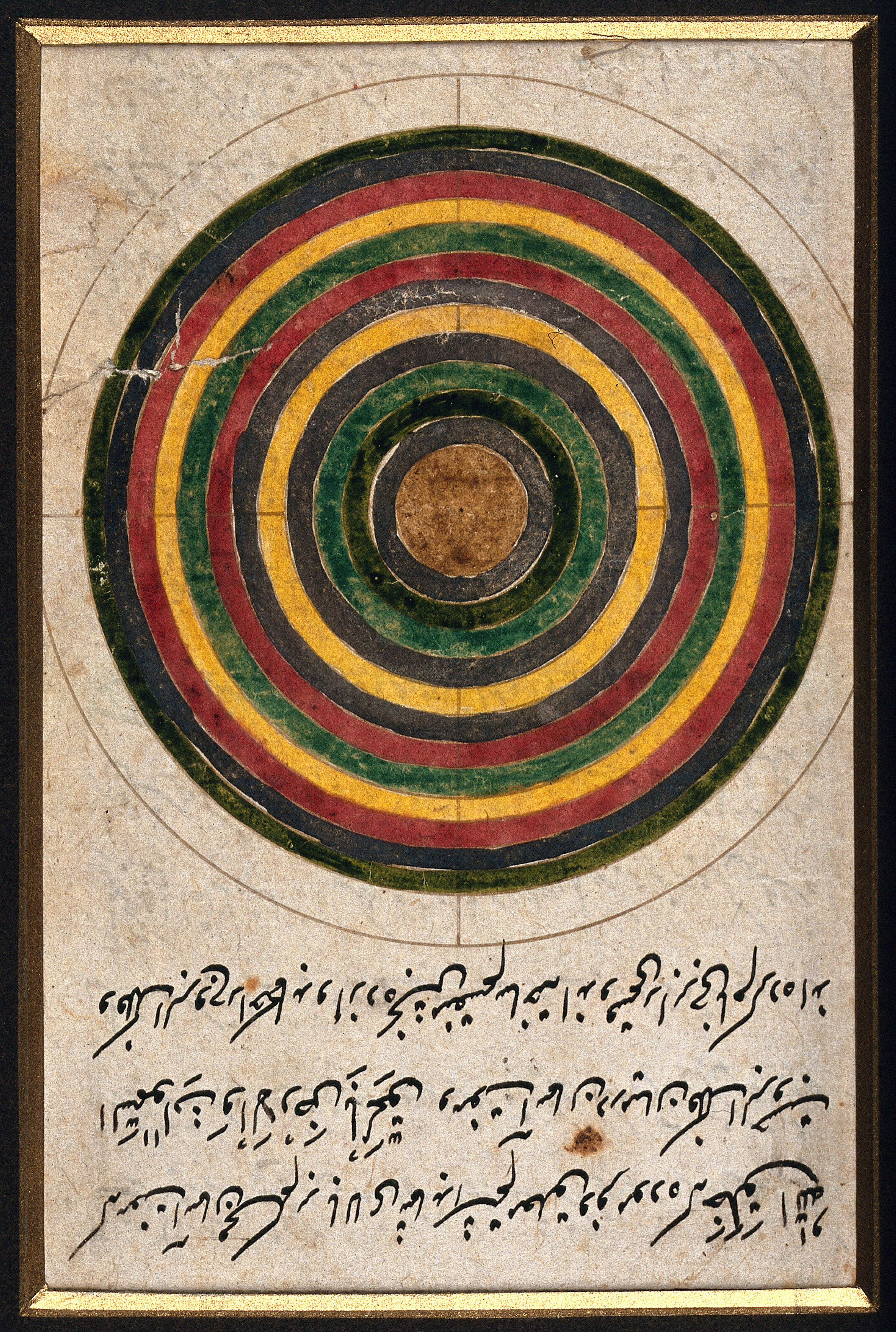 Concentric Coloured Circles Gouache Painting By A Persian Artist