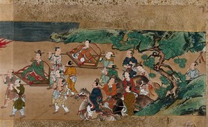view A procession of Chinese nobles. Gouache painting by a Chinese artist, ca. 1850.