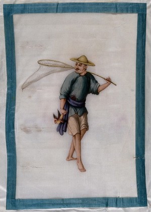 view A Chinese fowler. Painting by a Chinese artist, ca. 1850.