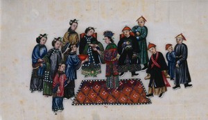 view A Chinese bridal ceremony. Painting by a Chinese artist, ca. 1850.