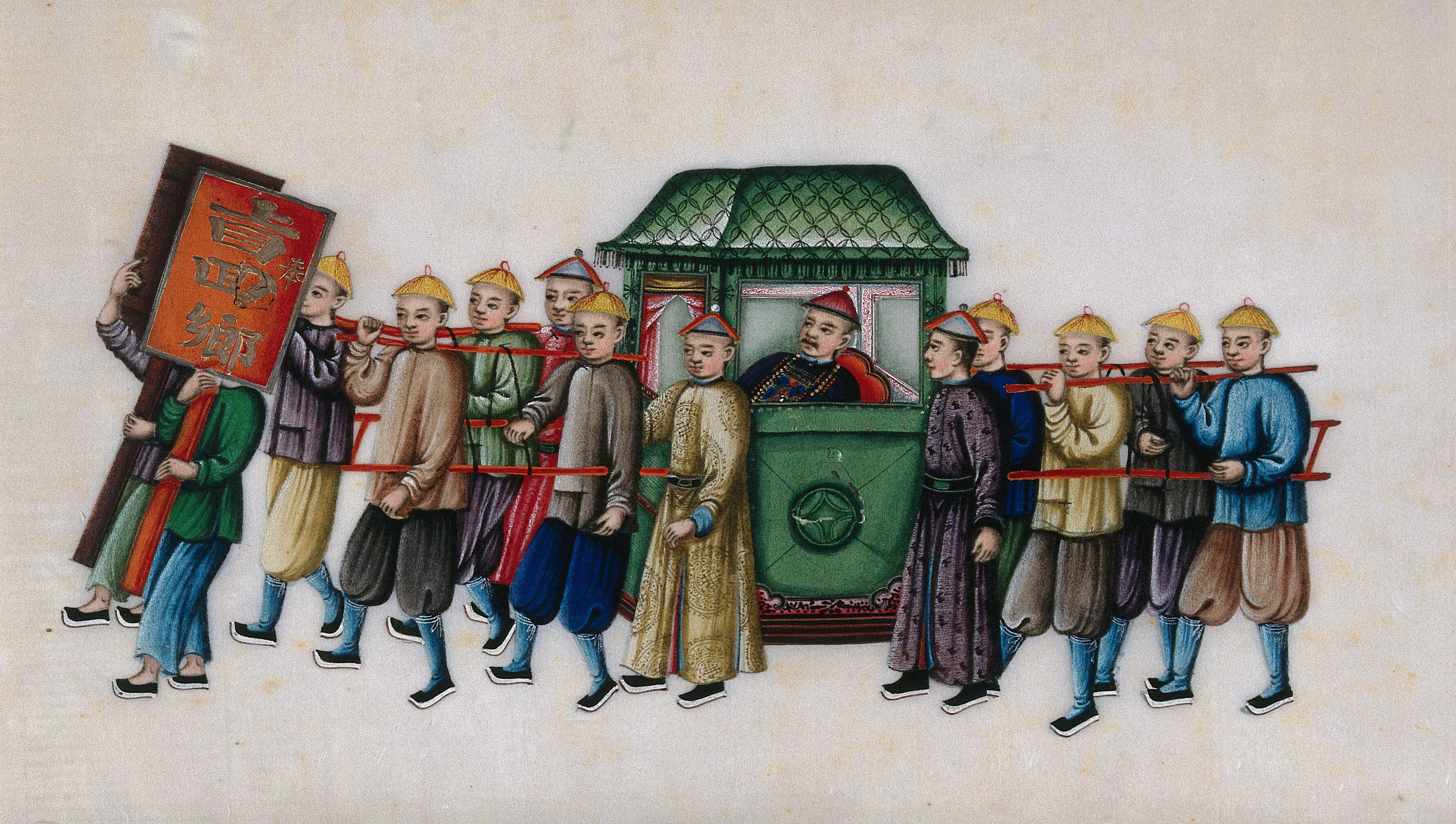 A Chinese High Ranking Official Carried On A Sedan Chair
