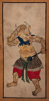 A Chinese deity. Painting by a Chinese artist, ca. 1850.