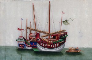 view A Chinese boat. Painting by a Chinese artist, ca. 1850.