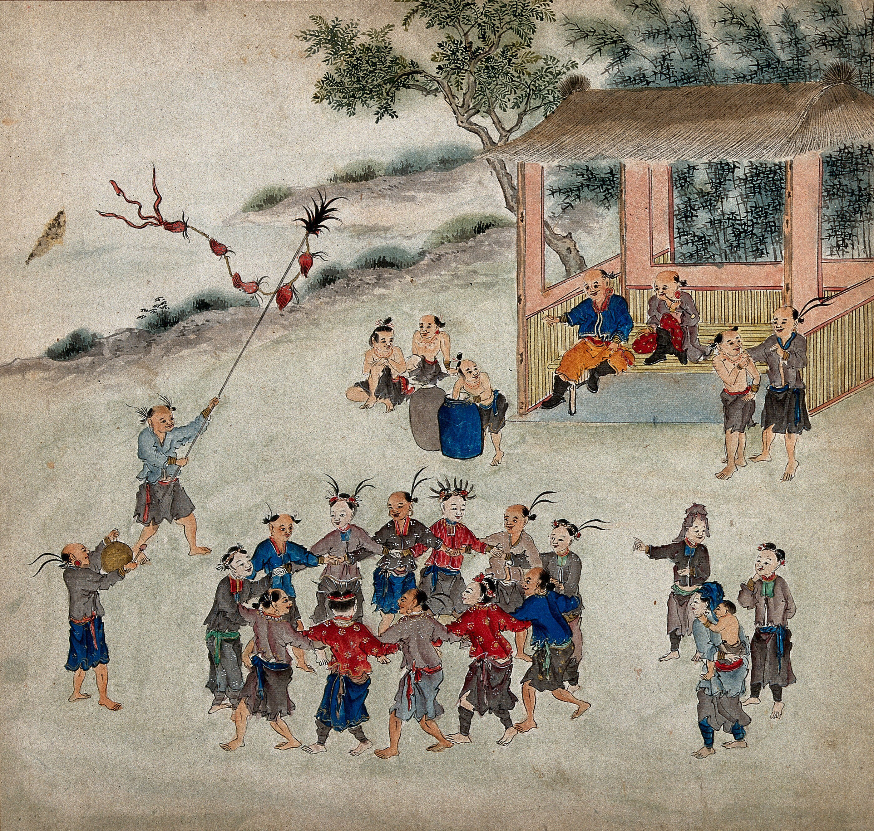 Aboriginal Peoples Of Formosa Engaged In A Tribal Dance Painting