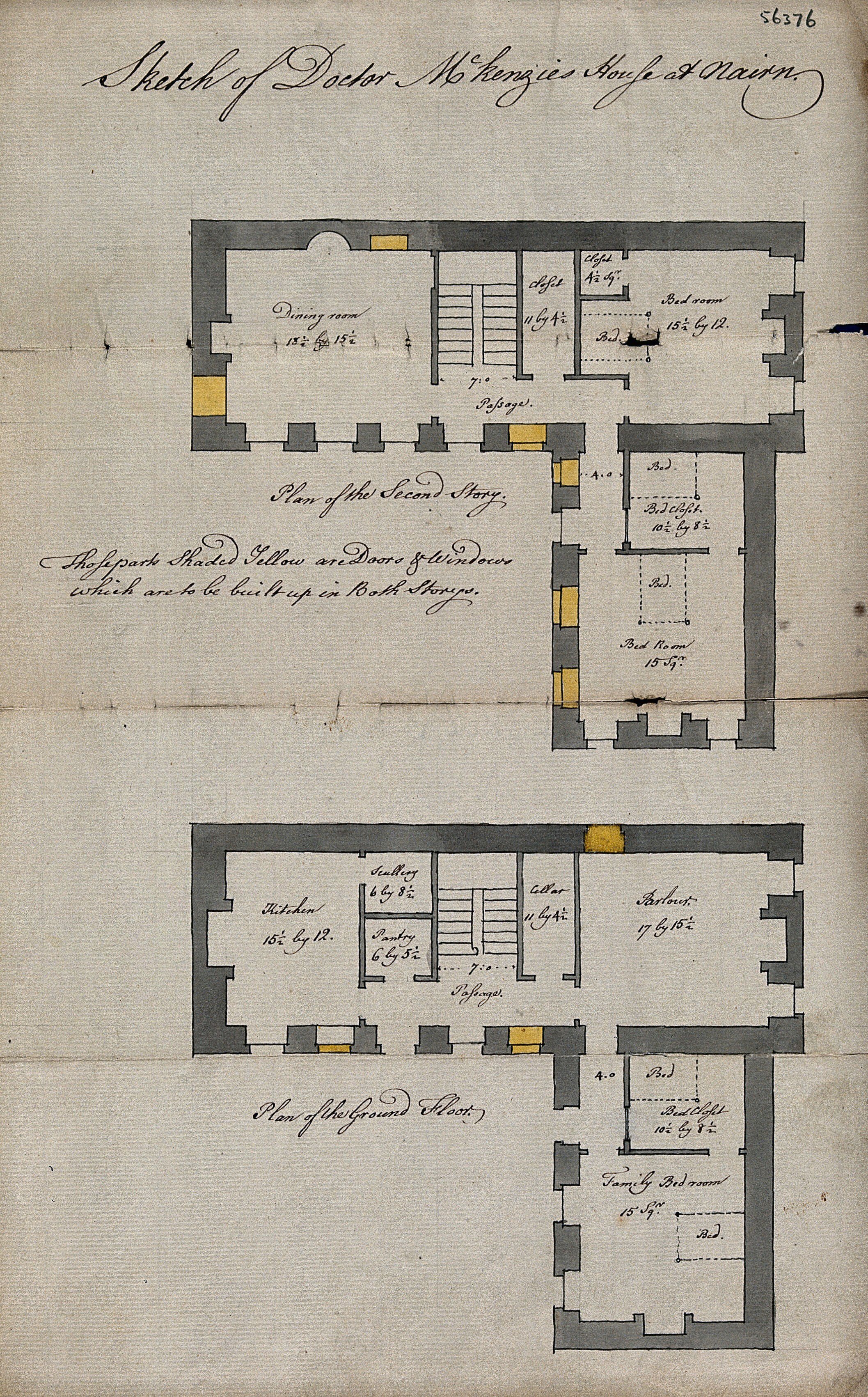 Plan Of Doctor Mackenzies House At Nairn Sketch Ca 1753