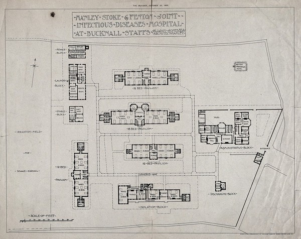 Hanley, Stoke & Fenton Joint Infectious Diseases Hospital, Staffordshire: floor plan. Photoprint, 1902.