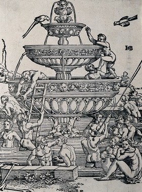 The fountain of youth. Woodcut by H. Beham, ca. 1536.